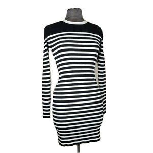 Theory Womens Black Ribbed Sweater Dress Size M
